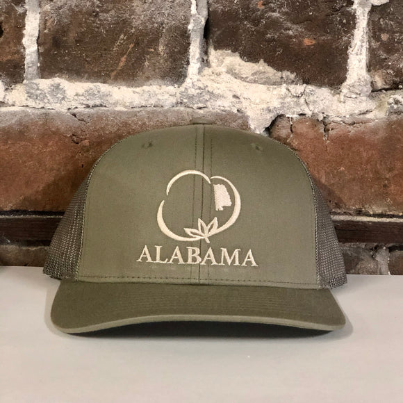 Alabama Hunting Cotton Trucker Hat Camo Green